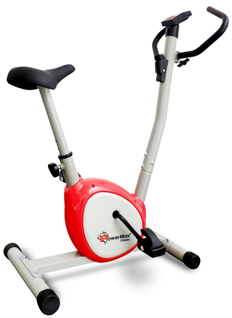 باورماكس فيتنيس دراجة التمرين PowerMax Fitness BU-200-AL156 Premiun للاستخدام المنزلي، قبضة إسفنجية HDR، مقعد مريح، ارتفاع قابل للتعديل، دورة تمرين، الوزن الأقصى للمستخدم 100 كجم | 1 قطعة كرنك 】  - Image 1