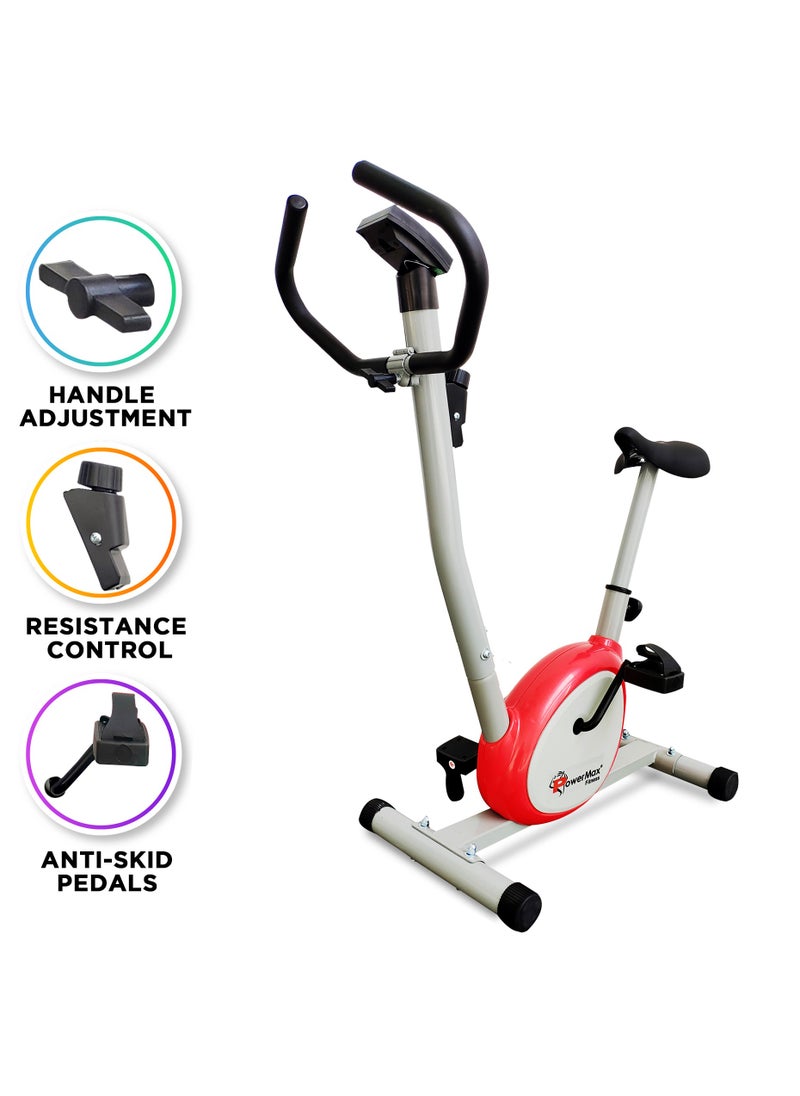 باورماكس فيتنيس - دراجة التمرين PowerMax Fitness BU-200-AL156 Premiun للاستخدام المنزلي، قبضة إسفنجية HDR، مقعد مريح، ارتفاع قابل للتعديل، دورة تمرين، الوزن الأقصى للمستخدم 100 كجم | 1 قطعة كرنك 】 - Image 1