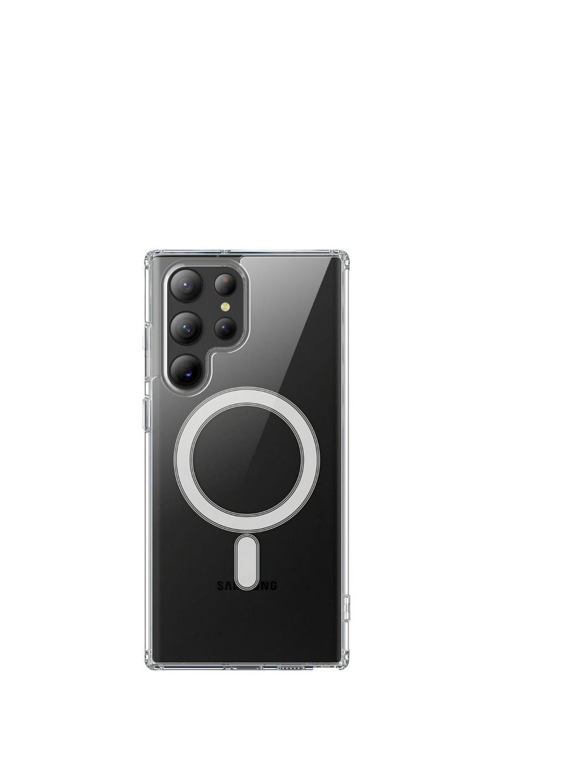 ماركة غير محددة جراب مغناطيسي متوافق مع Samsungs Galaxy S22 Ultra 5G ، جراب هاتف مغناطيسي متوافق مع شحن Magsafe ، جراب هاتف TPU شفاف مقاوم للاصفرار (أبيض شفاف)  - Image 2