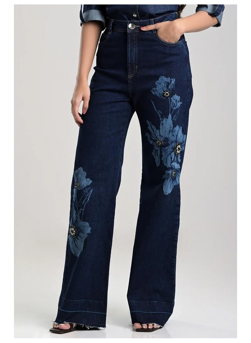 Wide Flower Jeans