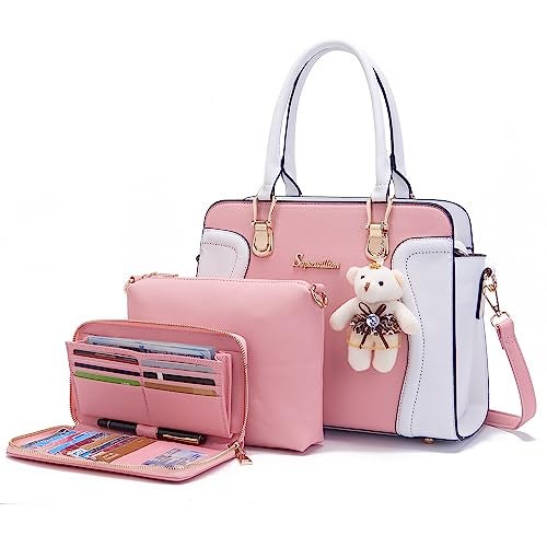 Soperwillton Purses for Women Crossbody Shoulder Handbags Top Handle Satchel Tote Bag Wallet Set 3pcs - Image 1