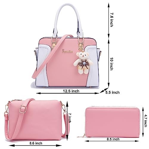 Soperwillton Purses for Women Crossbody Shoulder Handbags Top Handle Satchel Tote Bag Wallet Set 3pcs - Image 5