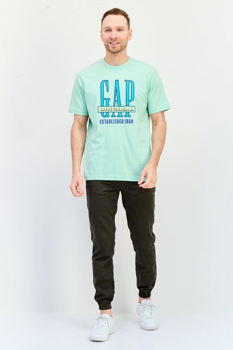 GAP Men Crew Neck Brand Logo Short Sleeves T-Shirt, Mint Green - Image 4