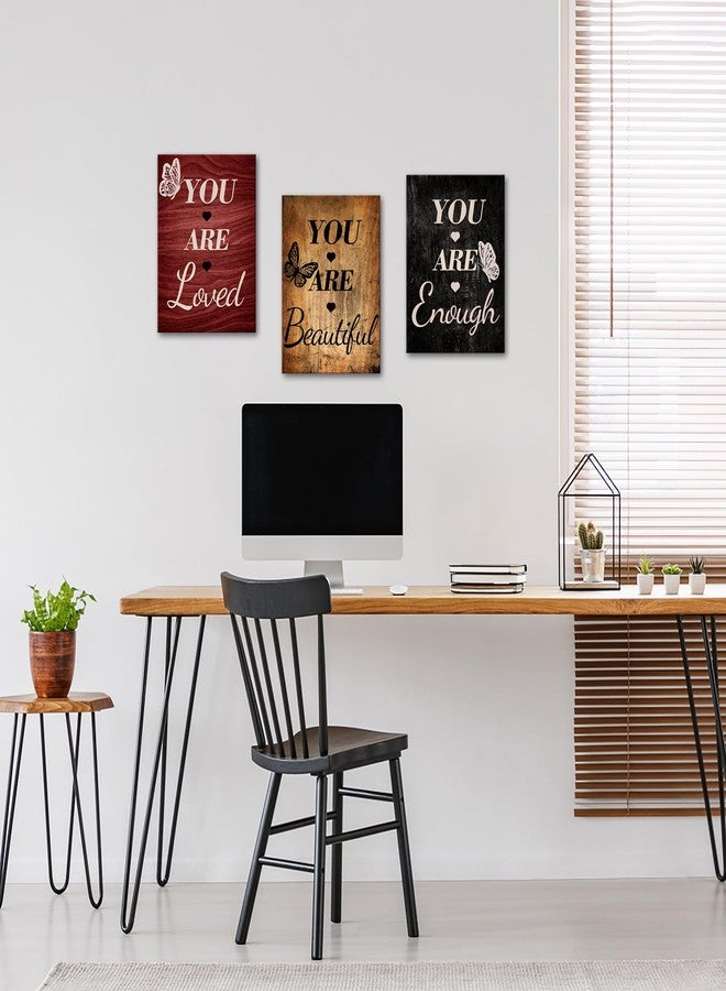 LevvArts Vintage Motivaional Wall Art Rustic You Are Loved You Are Beautiful You Are Enough Wall Decor Inspirational Pictures Canvas Prints Brown and Red Decoration (Red) - Image 5