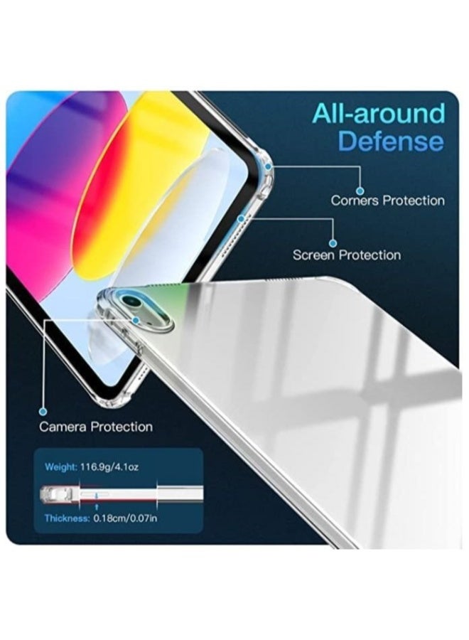 DUSALA Clear iPad Case for iPad 10th Generation Case, iPad Case 10th generation 2022, Slim & Light Weight TPU Protective Cover with Raised Edge and Transparent Back - Image 4