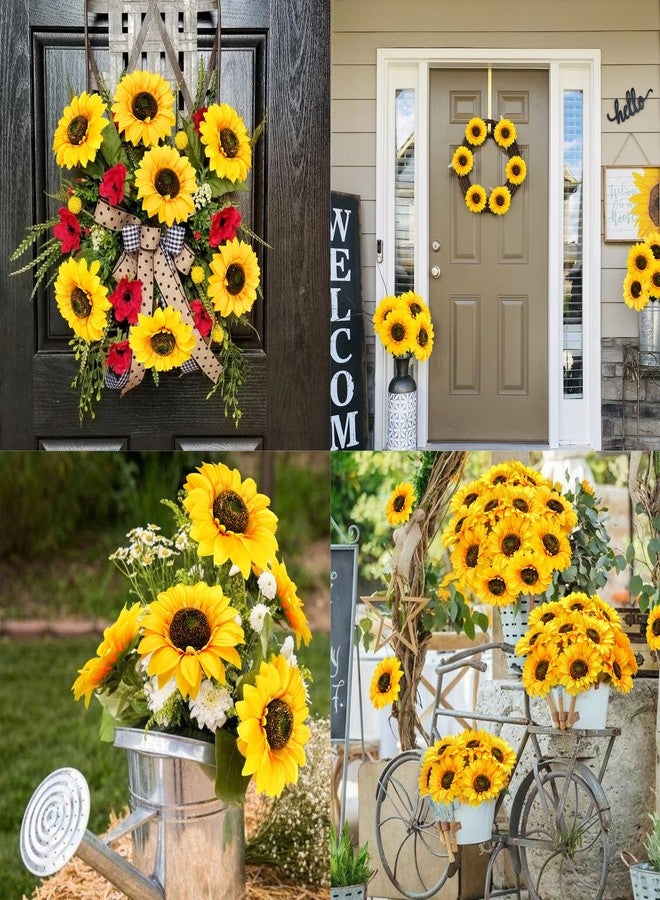 VirtuGro 24.4" Sunflowers Artificial Flowers 12Pcs Fake Sunflowers Bulk Realistic Silk Sunflower Bouquet with Long Stems for Wedding Arrangement Table Centerpieces Outdoor Indoor Grave Fall Decor - Image 4