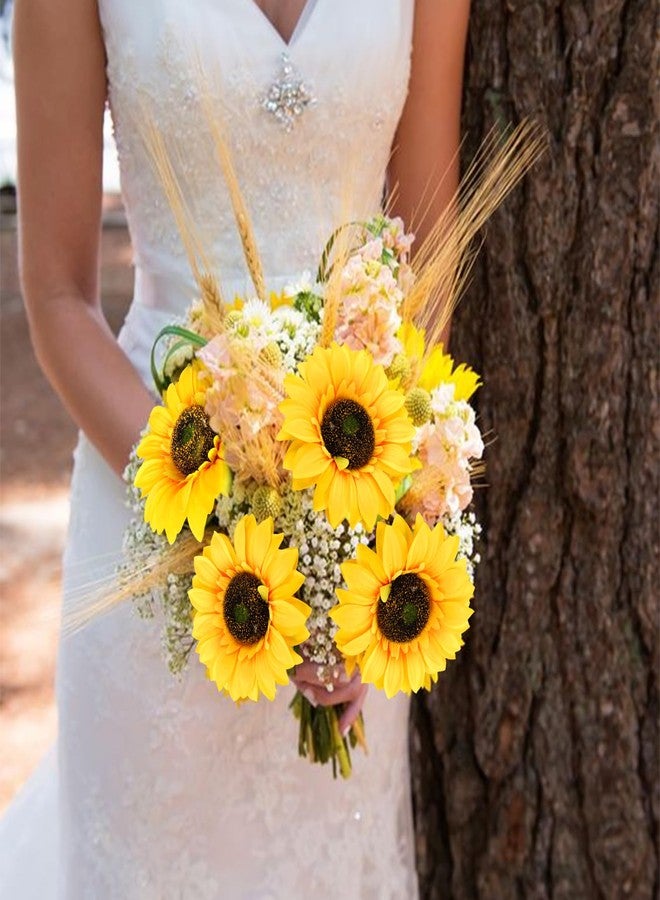 VirtuGro 24.4" Sunflowers Artificial Flowers 12Pcs Fake Sunflowers Bulk Realistic Silk Sunflower Bouquet with Long Stems for Wedding Arrangement Table Centerpieces Outdoor Indoor Grave Fall Decor - Image 5
