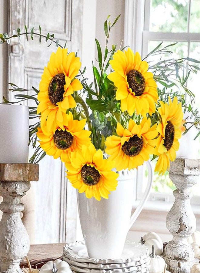 VirtuGro 24.4" Sunflowers Artificial Flowers 12Pcs Fake Sunflowers Bulk Realistic Silk Sunflower Bouquet with Long Stems for Wedding Arrangement Table Centerpieces Outdoor Indoor Grave Fall Decor - Image 3
