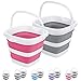 Craftend 2 Pack Collapsible Buckets 5L 13Gallon Small Cleaning Bucket for Household Portable Plastic Bucket Outdoor Car Washing Tub Foldable Camping Beach Sand Water Pot Pail Space Saving Square Grey and Pink - Image 1