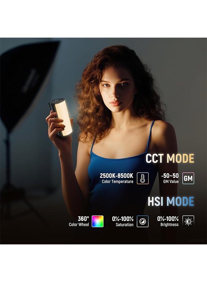 NEEWER Magnetic Handheld Light Wand with Desk Tripod, 17 Scenes, APP Control 360° Full RGB Mini LED Video Lighting Stick, 2500K-8500K Dimmable CRI97 for Photography Vlog TikTok, 2550mAh Battery, TL97C - Image 3