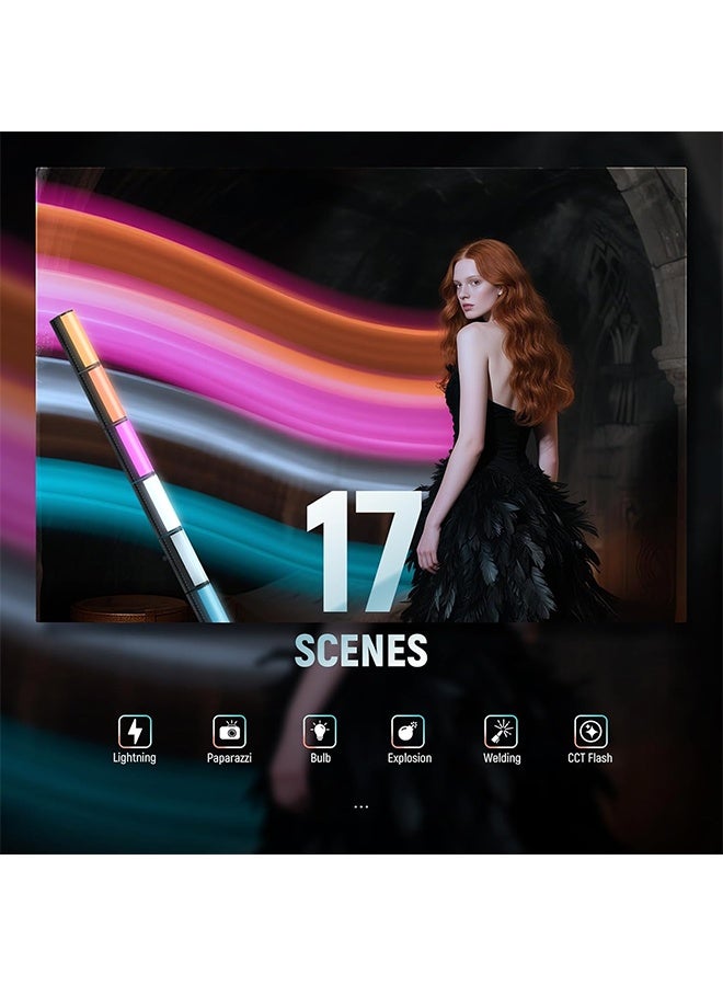 NEEWER Magnetic Handheld Light Wand with Desk Tripod, 17 Scenes, APP Control 360° Full RGB Mini LED Video Lighting Stick, 2500K-8500K Dimmable CRI97 for Photography Vlog TikTok, 2550mAh Battery, TL97C - Image 4