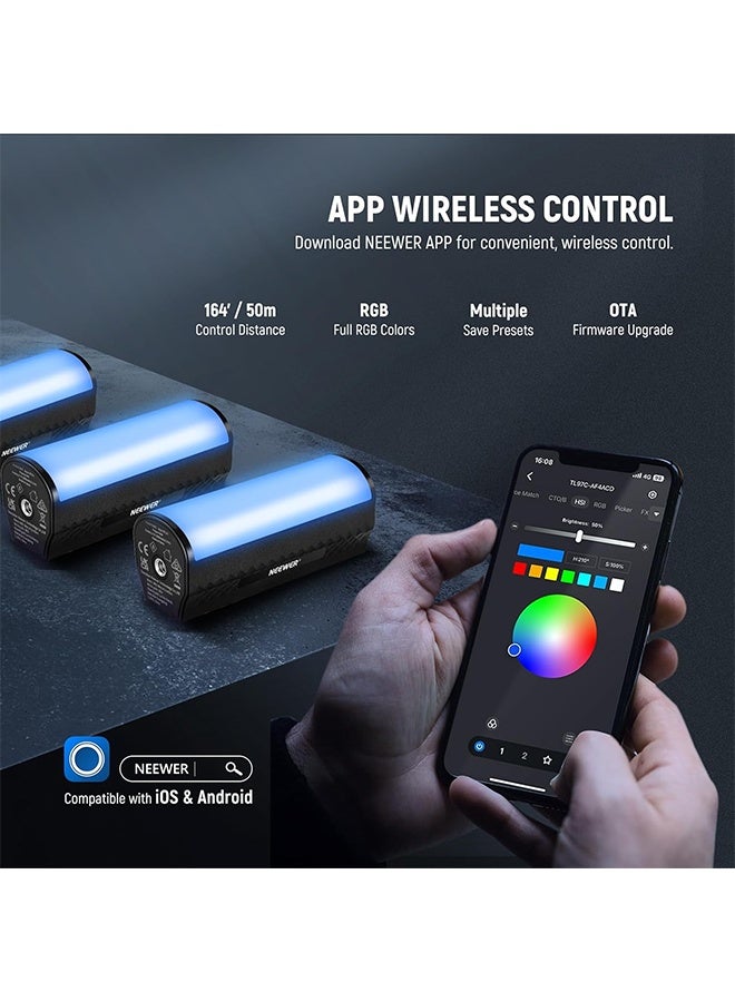 NEEWER Magnetic Handheld Light Wand with Desk Tripod, 17 Scenes, APP Control 360° Full RGB Mini LED Video Lighting Stick, 2500K-8500K Dimmable CRI97 for Photography Vlog TikTok, 2550mAh Battery, TL97C - Image 5