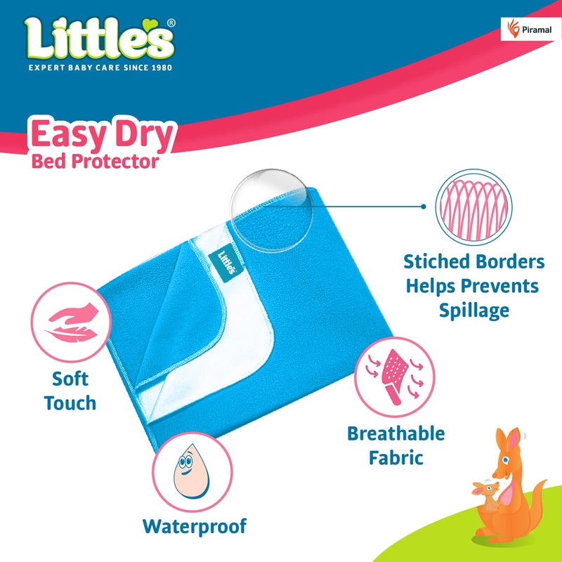 Little's Easy Dry Bed Protector I Quick Absorption I Waterproof I Stain Proof I Soothing Sleep I Soft I Durable I Machine Washable (2, Blue, Large) - Image 4