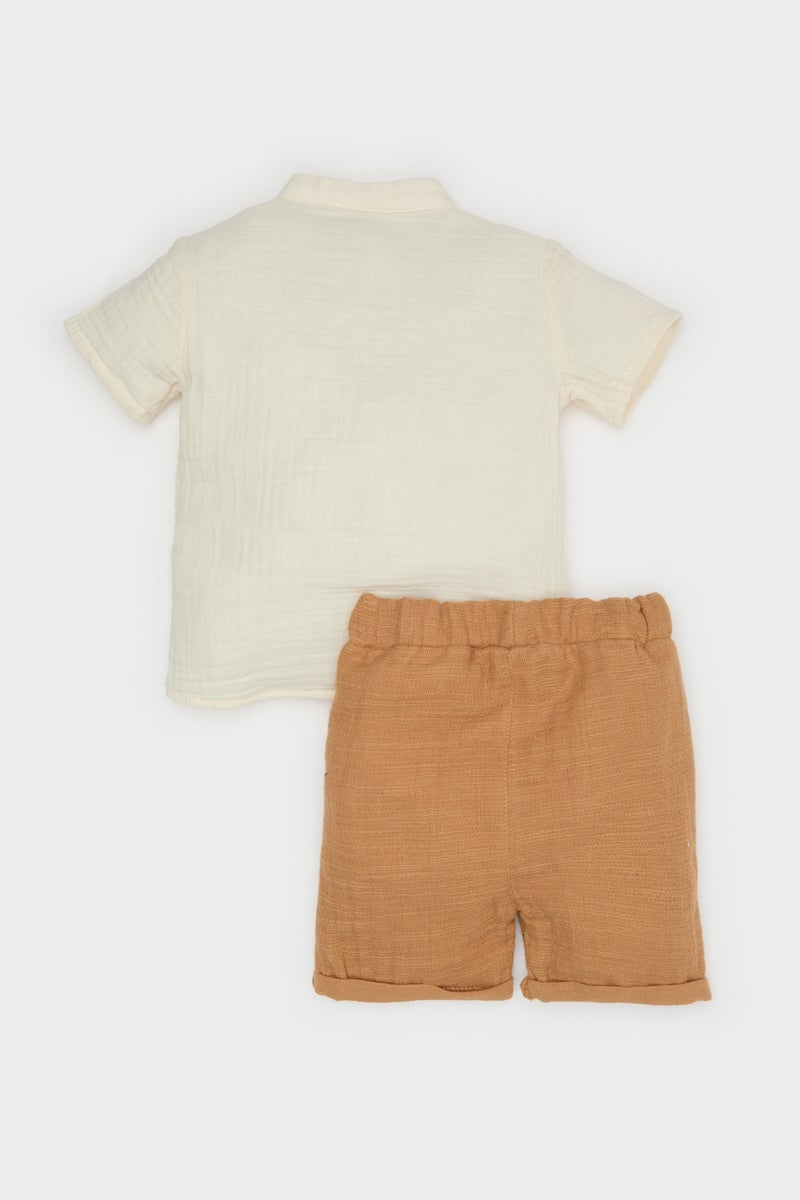 DeFacto Baby Boy Muslin Shirt Shorts 2 Piece Set - Image 4
