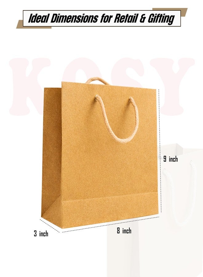 KOSY Brown Paper Bags Small Size 8x9x3 Inch Pack of 10 Kraft Paper Carry Bags with Strong Rope Handles Eco Friendly Gift Bags for Shopping Parties Return Gifts Jewelry Boutiques Retail Packaging - Image 4