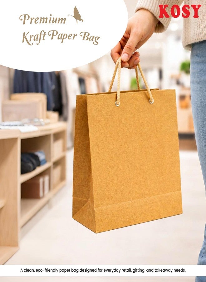 KOSY Brown Paper Bags Small Size 8x9x3 Inch Pack of 10 Kraft Paper Carry Bags with Strong Rope Handles Eco Friendly Gift Bags for Shopping Parties Return Gifts Jewelry Boutiques Retail Packaging - Image 3