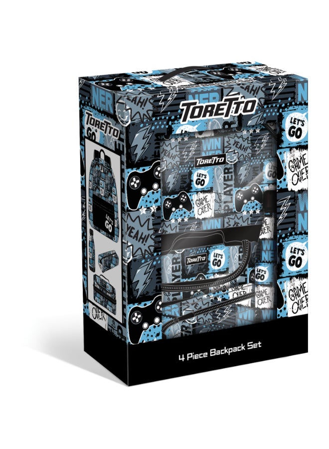 طقم حقائب ظهر 4 قطع مع حقيبة ظهر مدرسية 17 بوصة، حقيبة غداء، زجاجة ماء ومقلمة، هدية للأولاد ✅