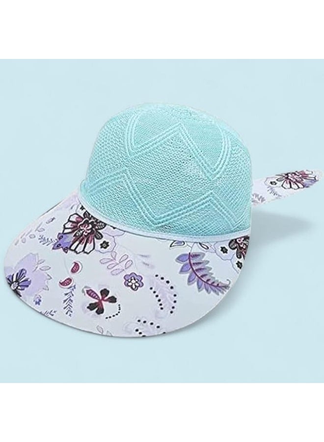 Girls' Light Blue Mesh Cap with Floral  Print – Breathable Summer Hat with Cute  Sunny Adventures-design may vary - Image 3
