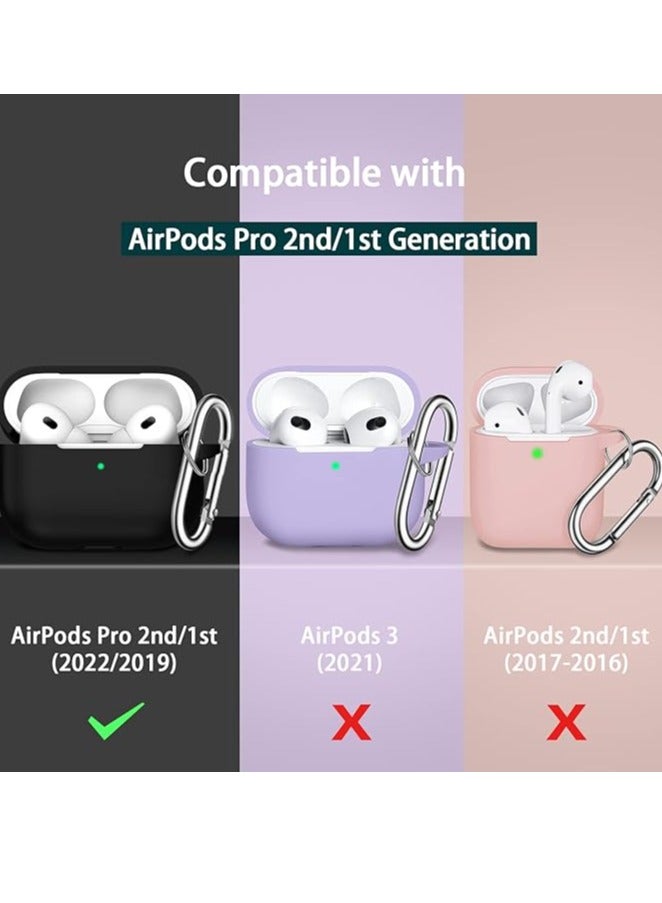 Midwest حافظة AirPods Pro الجيل الثاني/الأول مع مجموعة تنظيف، حماية كاملة من السيليكون متوافقة مع حافظة شحن Apple AirPods Pro 2023/2022/2019، LED أمامي مرئي، أسود - Image 4