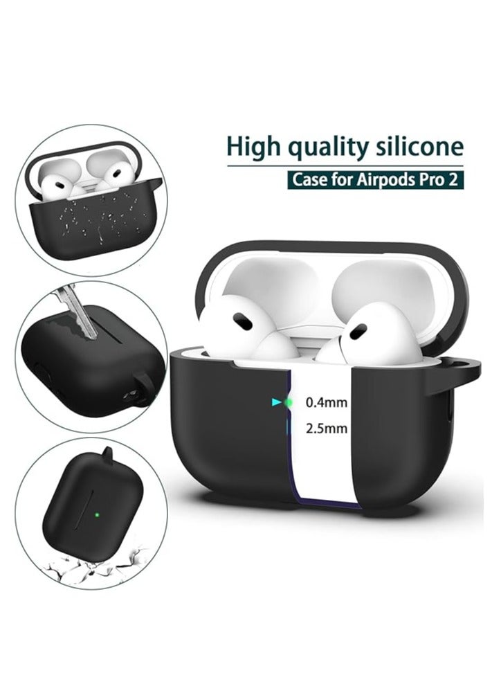 Midwest حافظة AirPods Pro الجيل الثاني/الأول مع مجموعة تنظيف، حماية كاملة من السيليكون متوافقة مع حافظة شحن Apple AirPods Pro 2023/2022/2019، LED أمامي مرئي، أسود - Image 3