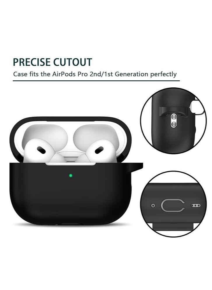 Midwest حافظة AirPods Pro الجيل الثاني/الأول مع مجموعة تنظيف، حماية كاملة من السيليكون متوافقة مع حافظة شحن Apple AirPods Pro 2023/2022/2019، LED أمامي مرئي، أسود - Image 2