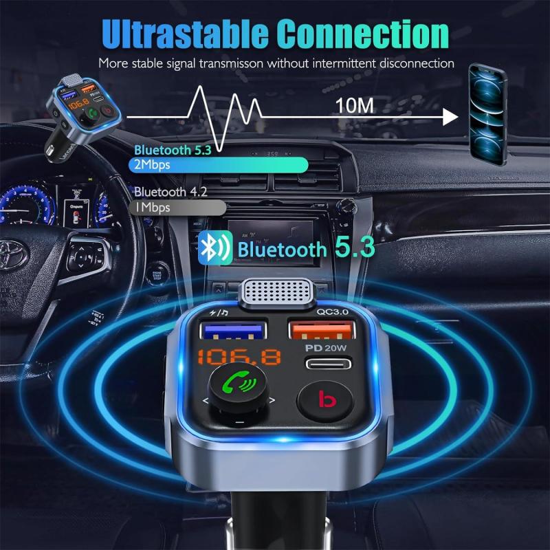 شحن سريع بقدرة 20 واط وفقًا لمعيار PD و18 واط وفقًا لمعيار QC مع منفذين USB مزدوجين - صوت مستقر بتقنية البلوتوث V5.3 ومنفذ USB-C لشحن أجهزة متعددة - Image 4