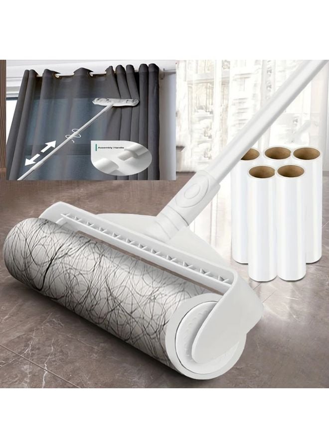 Long Handle Sticky Hair Roller 1 Roll Diagonal Tear Design For Pet Hair Dust Debris Removal Carpets Sofas Floors - Image 5