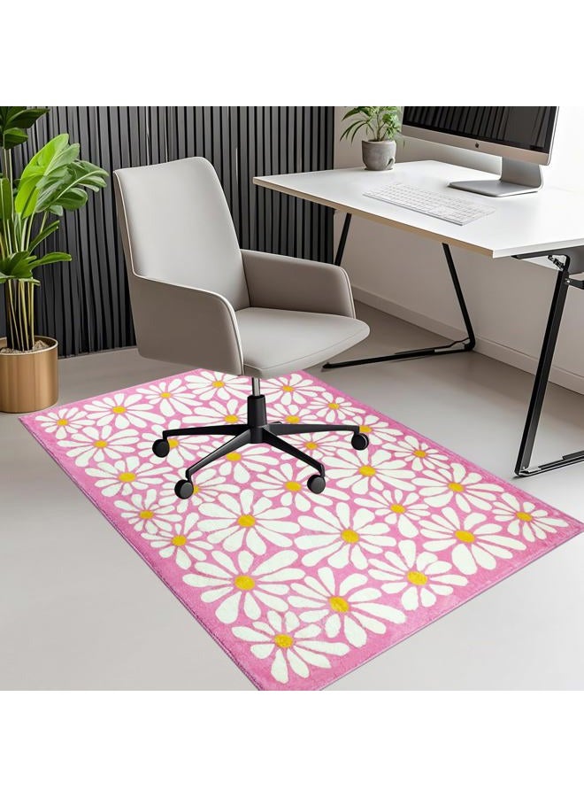 SHIYUE Office Chair Mat for Hardwood/Tile Floor Carpet, 36"x48" Computer Desk for Rolling Chairs Protector Gaming Non Slip Under TPR Backing Rug(Pink Floral) - Image 1