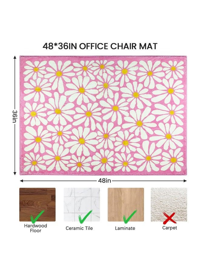 SHIYUE Office Chair Mat for Hardwood/Tile Floor Carpet, 36"x48" Computer Desk for Rolling Chairs Protector Gaming Non Slip Under TPR Backing Rug(Pink Floral) - Image 3