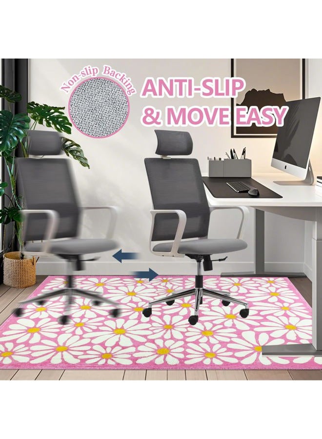 SHIYUE Office Chair Mat for Hardwood/Tile Floor Carpet, 36"x48" Computer Desk for Rolling Chairs Protector Gaming Non Slip Under TPR Backing Rug(Pink Floral) - Image 5