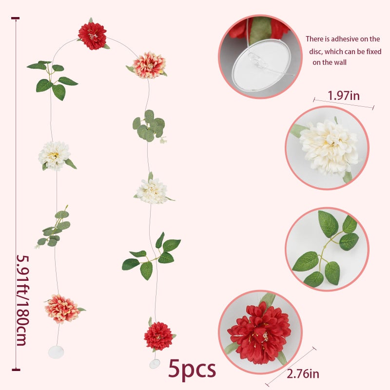 CITYES 5 Pcs Flower Garland for Backdrop Artificial Hanging Wildflower Garland Floral Vines 29.5 ft Faux Silk Flowers Vines Decorations for Home Garden Spring Summer Wedding Party Arch Wall Fall Decor - Image 2