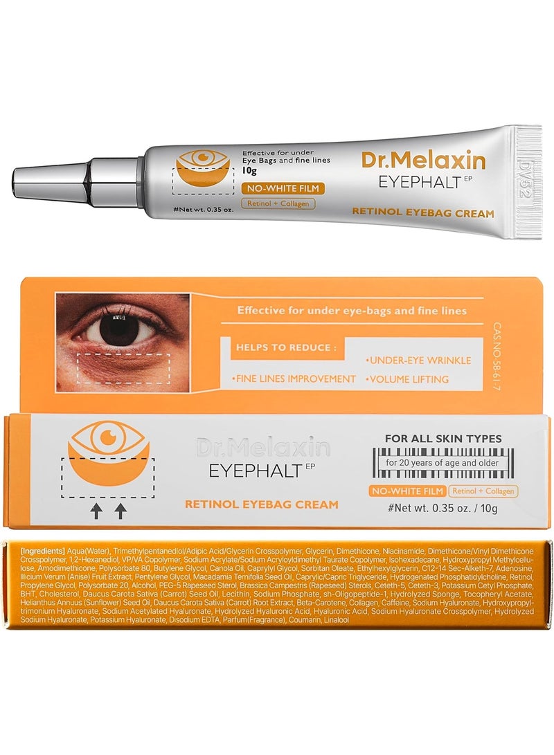 دكتور ميلاكسين Dr.Melaxin Retinol Eyebag Cream for Puffiness, Dark Circles & Fine Lines, Wrinkle, EGF Anti-Aging Under Eye Moisturizer with Niacinamide&Ceramide Makeup friendly korean skin care - Image 4
