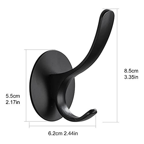 GERUIKE Adhesive Towel Hooks 2 Pack,Matte Black 304 Stainless Steel Hand Towel Hooks for Bathroom Kitchen Wall Mounted Adhesive Coat Robe Clothes Door Hook - Image 4