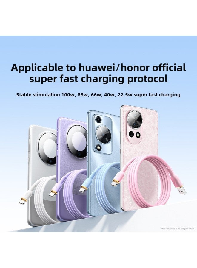[Shun Feng] 100W Super Fast Charging Typec Data Line 6A/5a Applicable To Huawei Xiaomi Vivo Android-Color:[special Offer Buy One Get One Free]★Cream Powder 1.0m★Upgraded Bold [100w Super Fast Charge]★Guaranteed Compensation For Damage  - Image 5