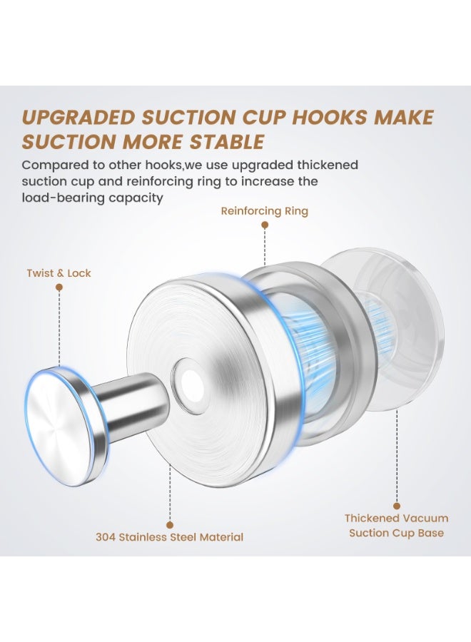 Suction Cup Hooks for Glass Window,Removable Shower Hooks for Inside Shower,Metal Towel Hooks for Bathrooms,4 Pack - Image 2