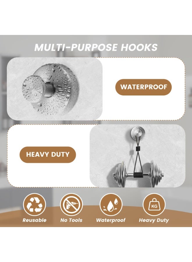 Suction Cup Hooks for Glass Window,Removable Shower Hooks for Inside Shower,Metal Towel Hooks for Bathrooms,4 Pack - Image 4