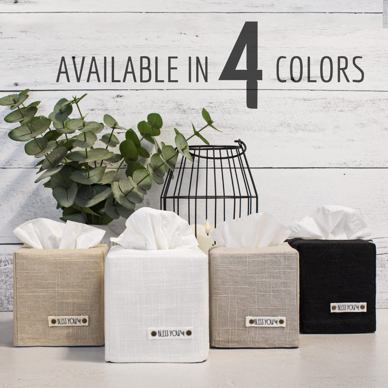 KIBAGA Stylish Tissue Box Cover - This Sage Striped Linen Holder Instantly Covers Your Square Tissue Boxes - The Perfect Cube Cover for Your Bathroom and Home - Image 3