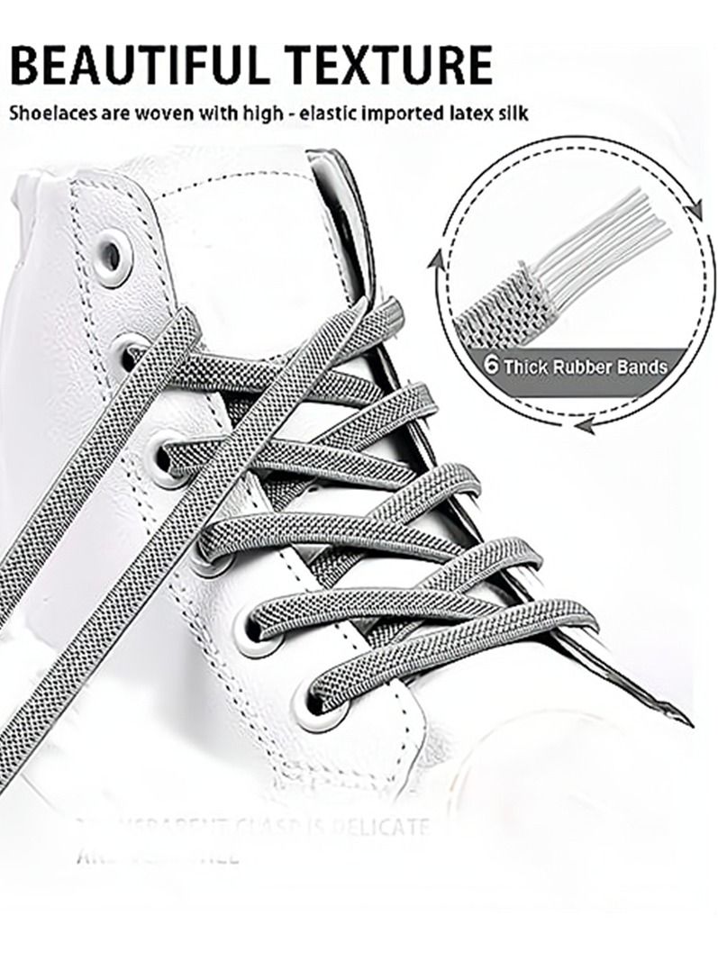 Tieless Elastic Shoe Laces with Shoelaces Lock Connector One Size Fits All 2 Pcs - Image 5
