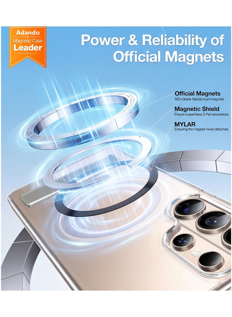 أداندو جراب مغناطيسي لهاتف سامسونج جالاكسي إس 26 ألترا، غطاء مغناطيسي قوي وشفاف مع حامل، وضعان قابلان للتعديل متوافقان مع ماج سيف، غطاء صلب مقاوم للصدمات لهاتف إس 26 ألترا (شفاف) - Image 2