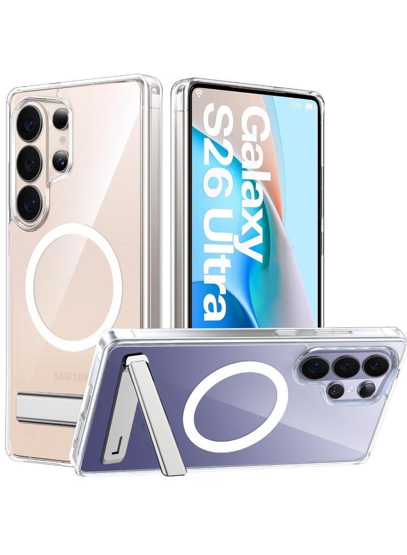 أداندو جراب مغناطيسي لهاتف سامسونج جالاكسي إس 26 ألترا، غطاء مغناطيسي قوي وشفاف مع حامل، وضعان قابلان للتعديل متوافقان مع ماج سيف، غطاء صلب مقاوم للصدمات لهاتف إس 26 ألترا (شفاف) - Image 1