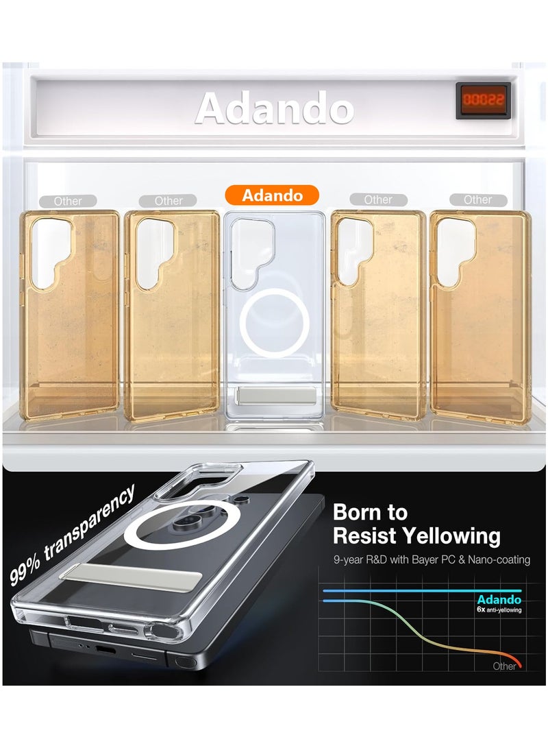 أداندو جراب مغناطيسي لهاتف سامسونج جالاكسي إس 26 ألترا، غطاء مغناطيسي قوي وشفاف مع حامل، وضعان قابلان للتعديل متوافقان مع ماج سيف، غطاء صلب مقاوم للصدمات لهاتف إس 26 ألترا (شفاف) - Image 3