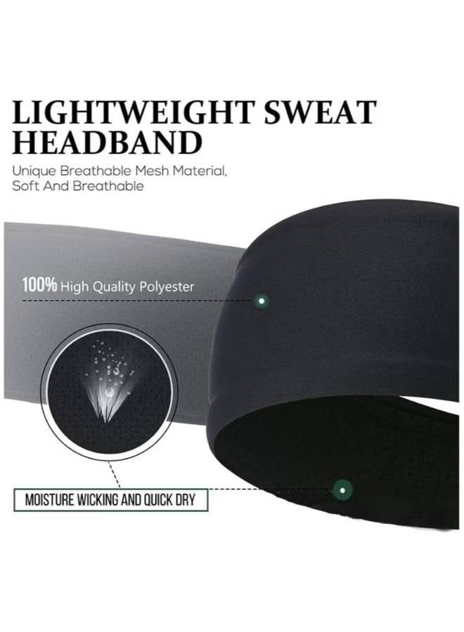 عصابات رأس بورتس، عصابات رأس رياضية للرجال والنساء (عبوة من قطعتين)، شريط عرق ماص للرطوبة، عصابات شعر عريضة مرنة، للجري وركوب الدراجات وكرة السلة وتمارين الصالة الرياضية وكرة القدم - Image 2