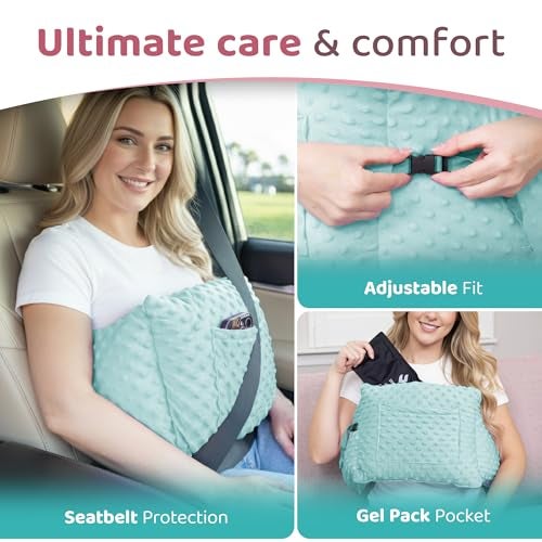Zomaple Post Mastectomy Pillow, Aqua – Gentle Breast Protection for Car Rides & Sleep – Reduces Underarm Pressure, Cushions Everyday Bumps, Helps You Relax – Lumpectomy & Mastectomy Recovery Support - Image 5