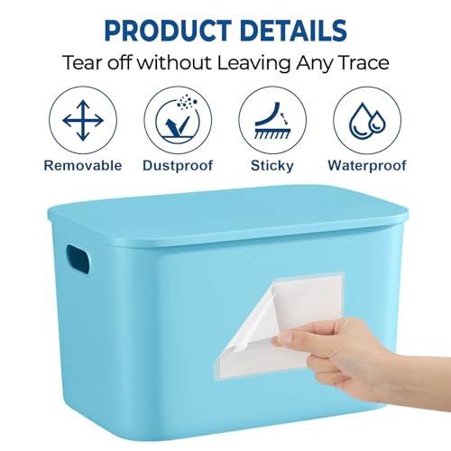 MaxGear 3x5 Index Card Pockets, 24 Pack Self Adhesive Library Card Pocket with Top Open Loading, Plastic Label Holders for Storage Bins, Clear Label Sleeves, Removable Tote Label Sticker Easy Peel Off - Image 4