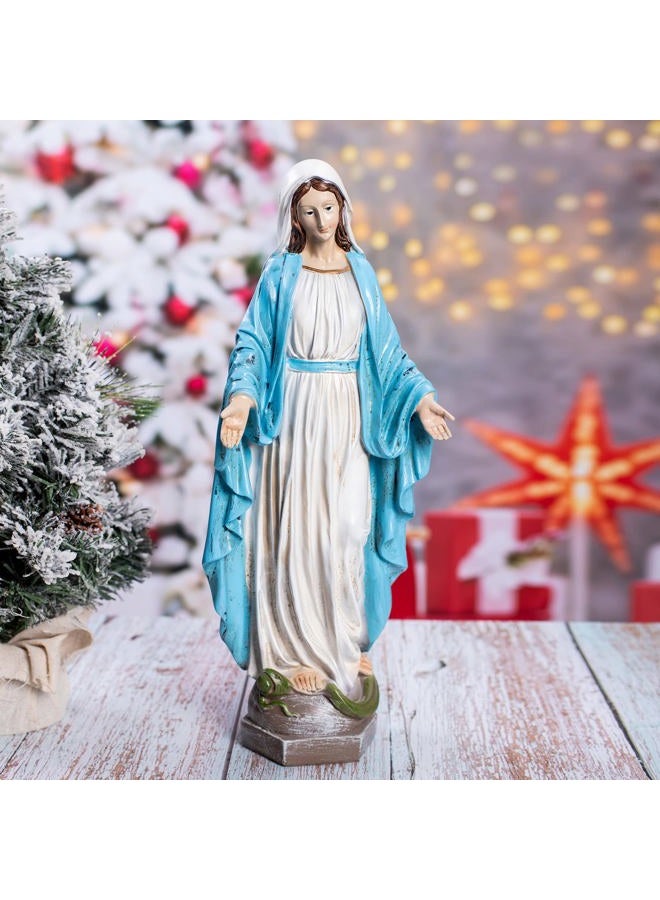Floryden Our Lady of Grace Blessed Virgin Mother Mary Statue Catholic Religious 15.8 Inch Colored Resin Statue Figurine for Garden, Outdoor, Patio, Cemetery Grave Stone (Monther Mary) - Image 5