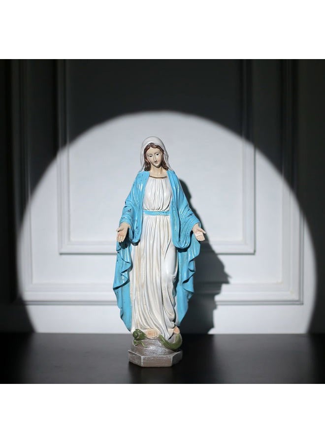Floryden Our Lady of Grace Blessed Virgin Mother Mary Statue Catholic Religious 15.8 Inch Colored Resin Statue Figurine for Garden, Outdoor, Patio, Cemetery Grave Stone (Monther Mary) - Image 2
