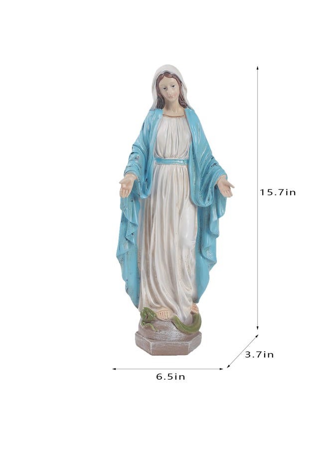 Floryden Our Lady of Grace Blessed Virgin Mother Mary Statue Catholic Religious 15.8 Inch Colored Resin Statue Figurine for Garden, Outdoor, Patio, Cemetery Grave Stone (Monther Mary) - Image 3
