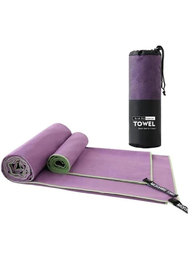 SpireHues Microfiber Travel Gym Yoga Towels Fast Drying Compact Beach Towel Light Weight Camping Towels Large Bath Sheet, 2 Packs（40 * 80Cm+76 * 152Cm), Purple  - Image 1