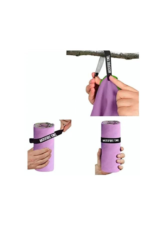 SpireHues Microfiber Travel Gym Yoga Towels Fast Drying Compact Beach Towel Light Weight Camping Towels Large Bath Sheet, 2 Packs（40 * 80Cm+76 * 152Cm), Purple  - Image 3