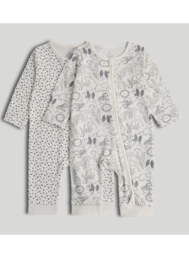 Mothercare 2 Pack Footless Zip-Up Sleepsuits